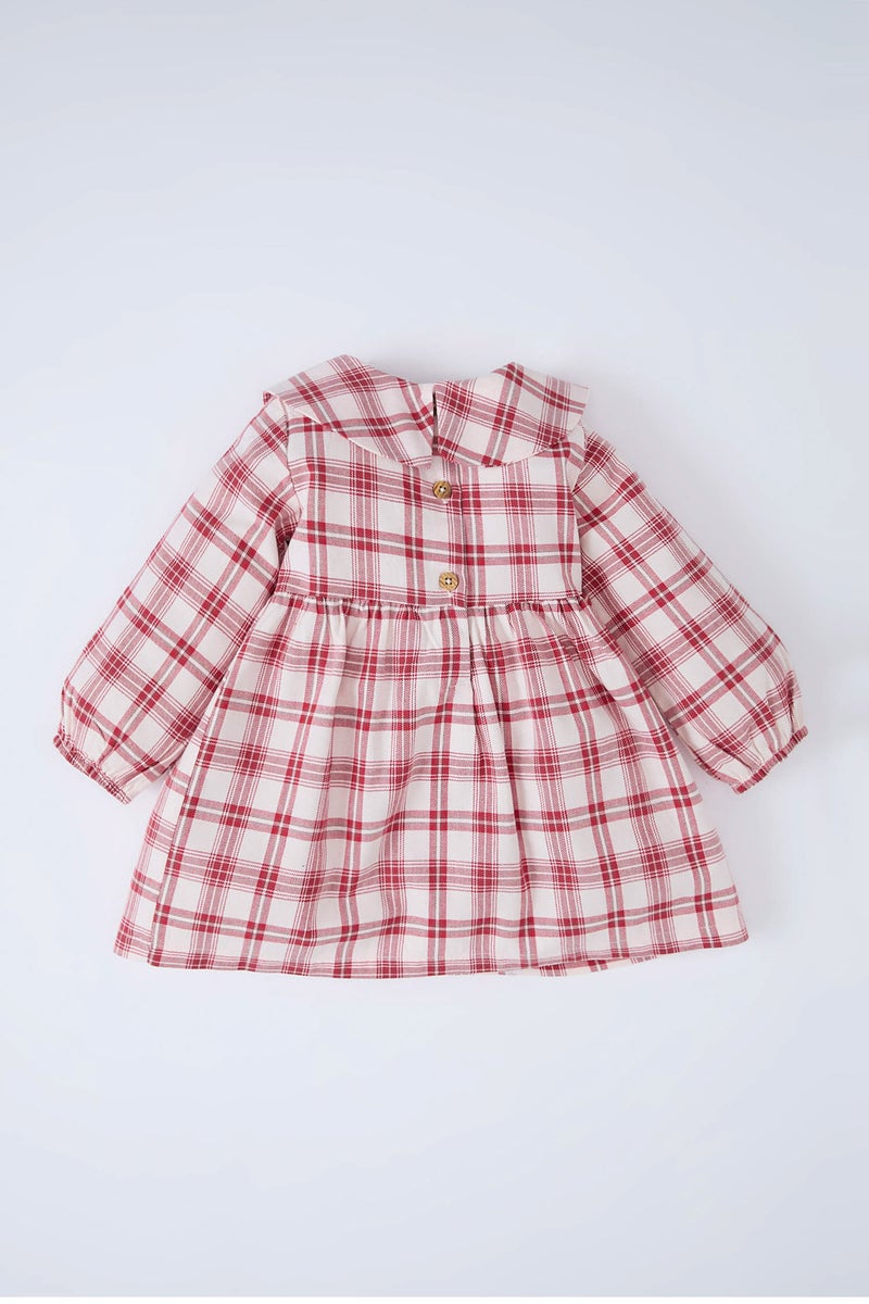 DeFacto Red BabyGirl Baby Girl Plaid Long Sleeve Flannel Dress Casual - Image 4